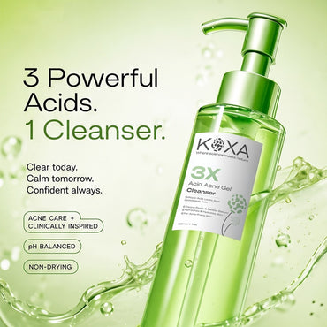 3X Acid Acne Gel Cleanser: Salicylic Acid & Cica for Active Acne