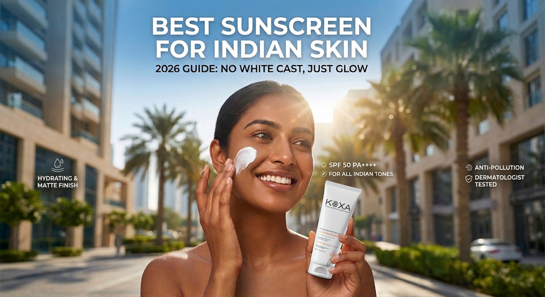 Invisible finish sunscreen for Indian skin tones with SPF 50 protection and zero white cast.
