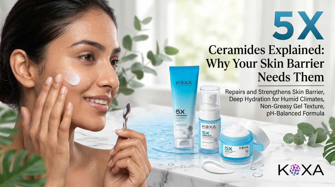 Macro visualization of skin barrier repair with ceramides acting as structural glue for Indian skin types