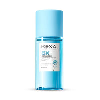 Light blue bottle of 5X Ceramide Soothing Toner for sensitive skin, white background