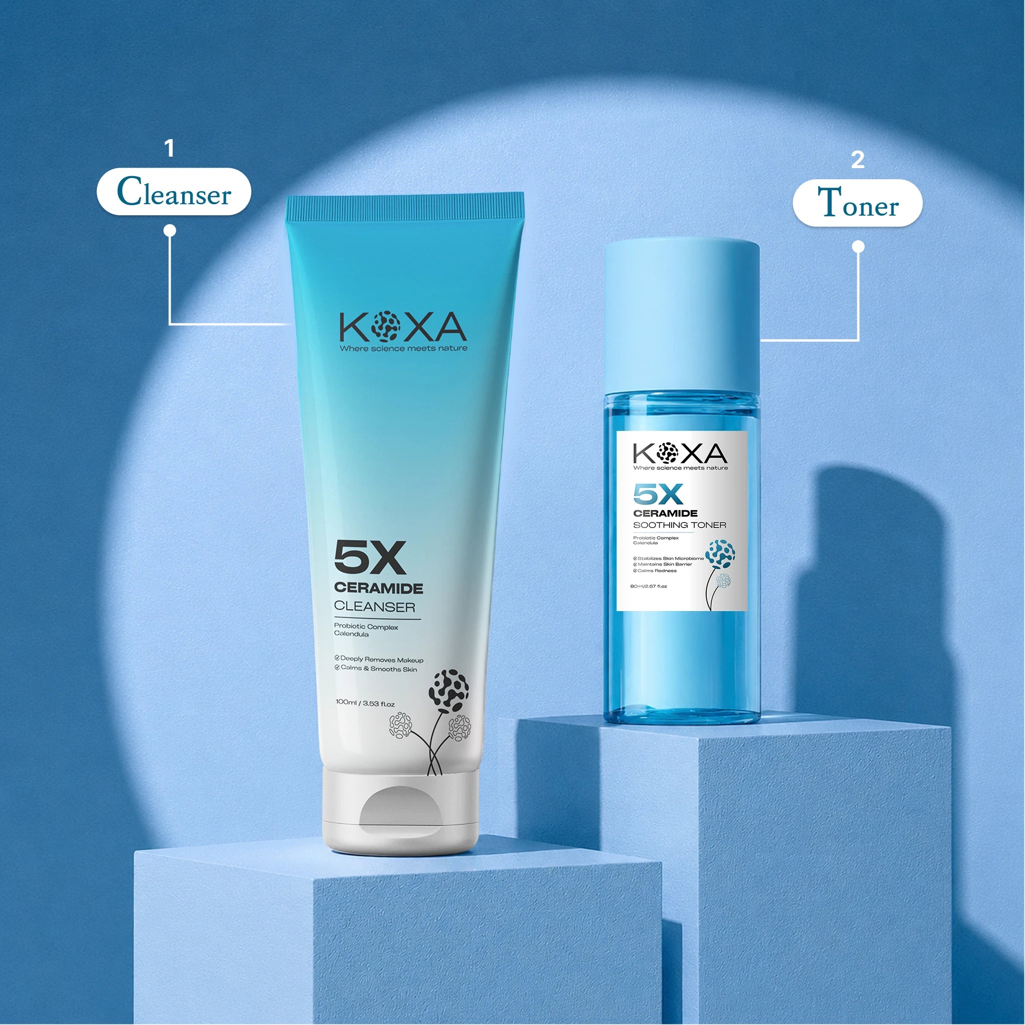 KOXA 5X Ceramide Cleanser & Soothing Toner Combo