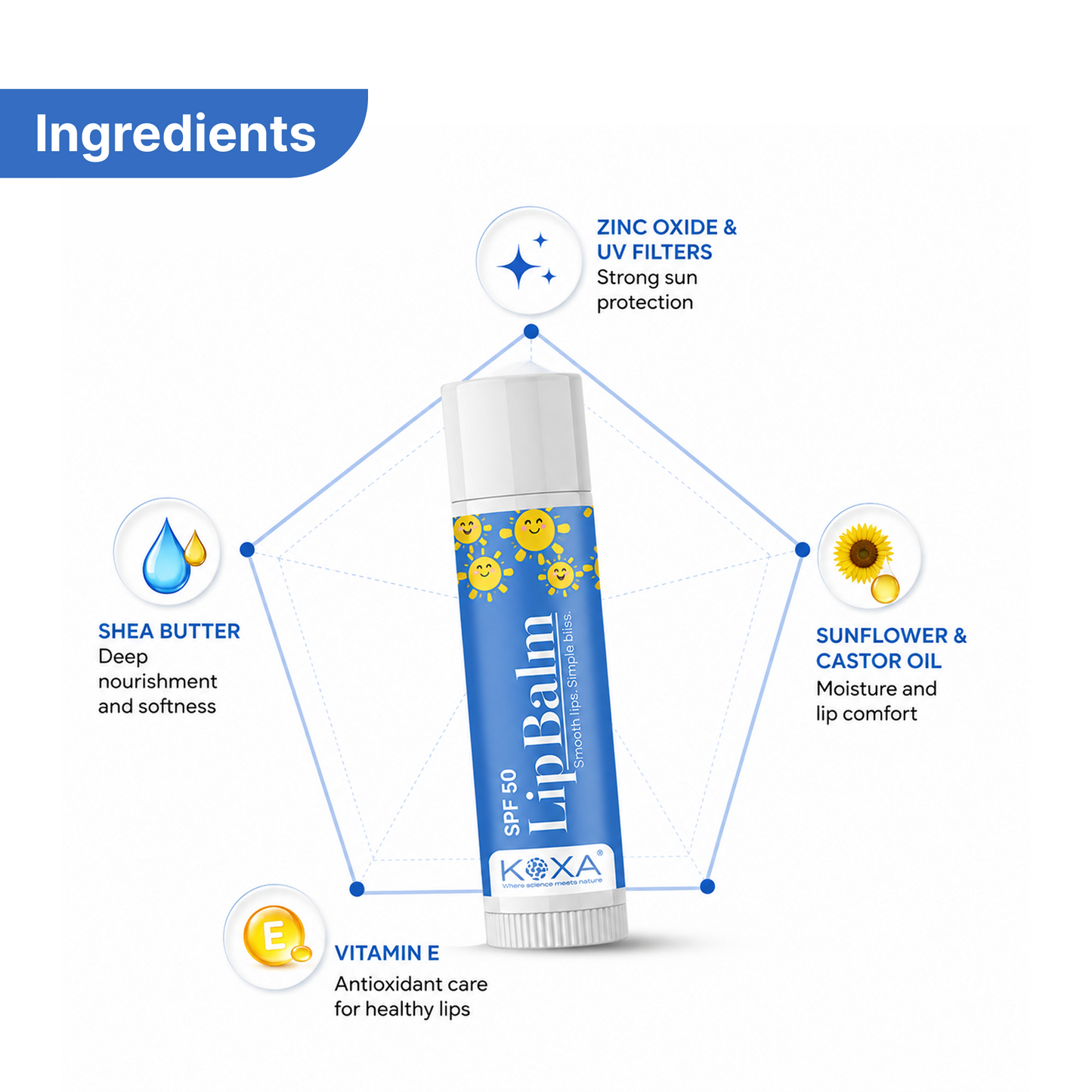 SPF 50 PA+++ Natural Lip Balm for Dry & Discolored Lips