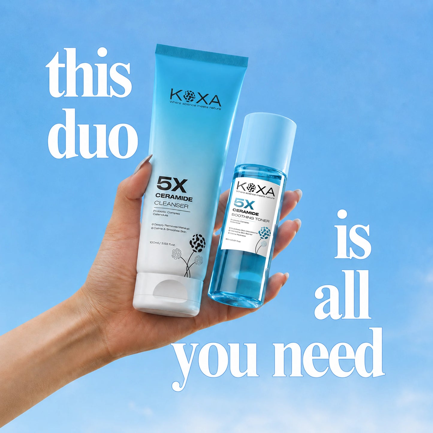 KOXA 5X Ceramide Cleanser & Soothing Toner Combo